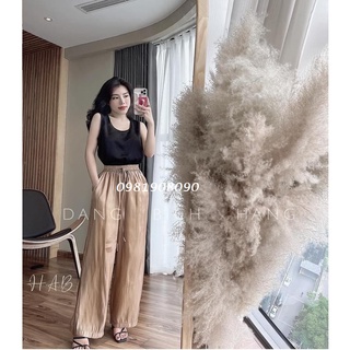 Quần ống rộng nữ - quần ống suông nữ cạp chun chất đũi lụa 3 màu