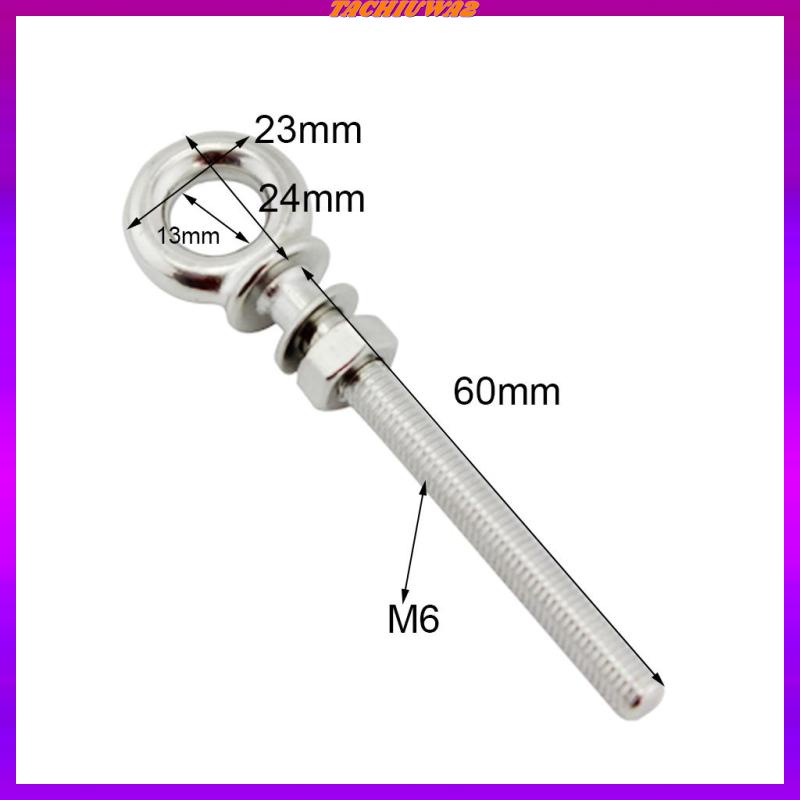 Bu Lông Mắt Bằng Thép Không Gỉ M6X60Mm Tachiuwa2 Kèm Đai Ốc Và Vòng Đệm