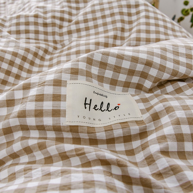 Combo Bộ chăn ga gối, ga giường cotton poly 5 món, 4 món M2, M6, M8, 2M2 kẻ Hàn Quốc, bo chun drap giường miễn phí