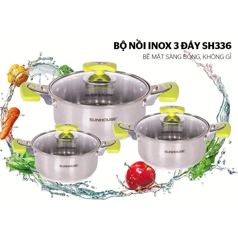 Bộ Nồi inox 3 ĐÁY SUNHOUSE SH336