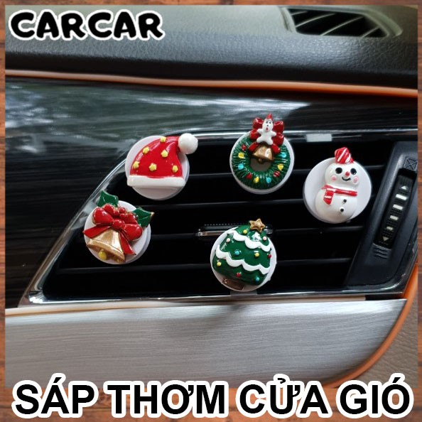 Sáp thơm ô tô cài cửa gió hình cây thông, hộp quà Noel