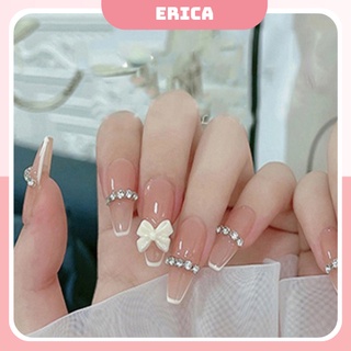 Bộ móng tay giả đính đá đẹp kiểu dáng nhọn móng giả kèm keo Erica