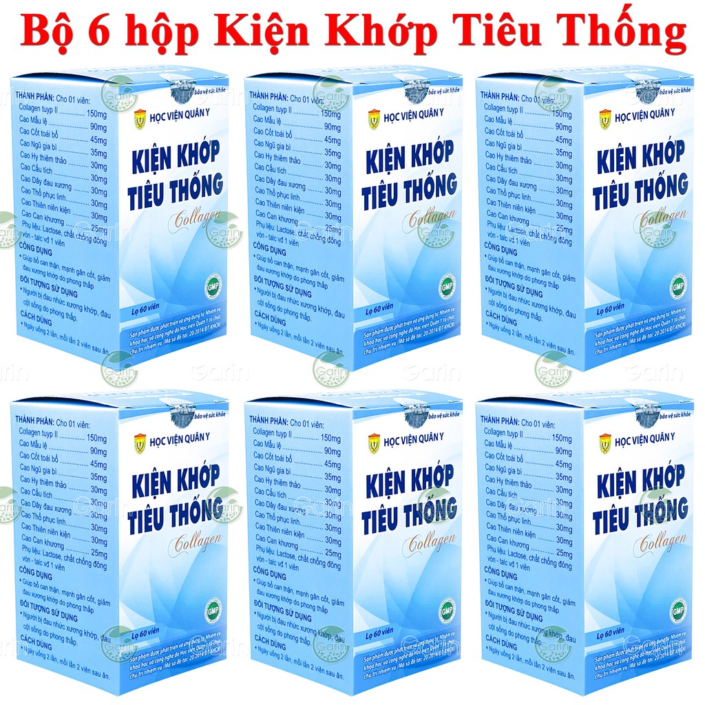 Liệu trình 3 tháng 6 hộp Kiện khớp tiêu thống Collagen Học Viện Quân Y (60 viên x 6) giúp giảm đau xương khớp