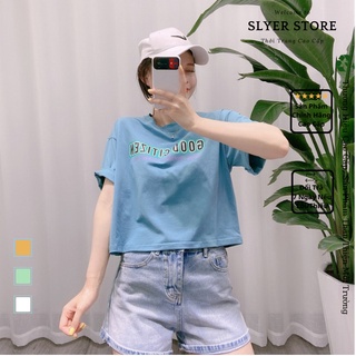 Áo thun nữ Croptop in chữ GOODCITIZEN form rộng, vải cotton dày dặn, thấm hút mồ hôi siêu thoáng mát