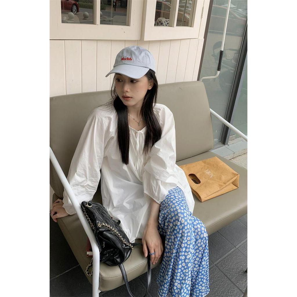 Áo Sơ Mi Trắng Dài Tay In Hoa Cúc Dại Thời Trang 63476