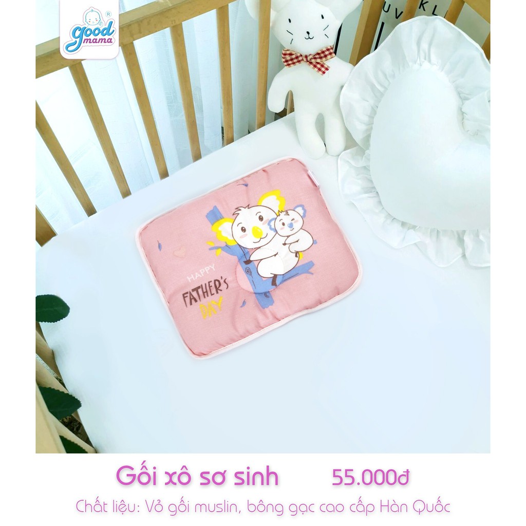 Gối cho bé sơ sinh Goodmama êm mềm mại, thoáng mát, thấm hút mồ hôi tốt giúp bé ngon giấc