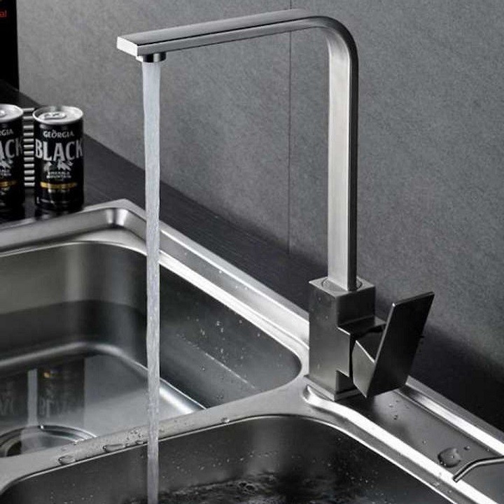 Vòi Bếp Nóng Lạnh Vuông Chất Liêu Inox 304