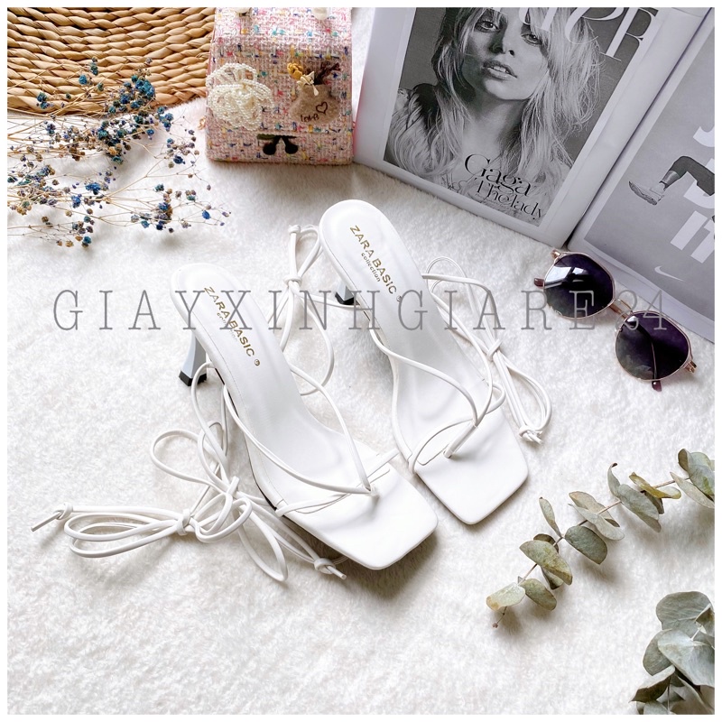 Giày cao gót đế nhọn cột dây 9p chiến binh CNhọn