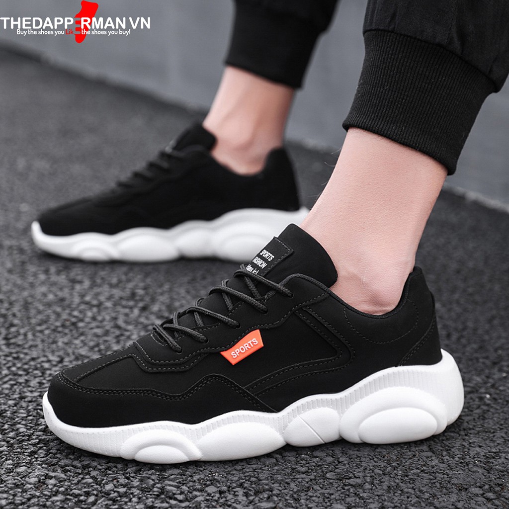 Giày thể thao sneaker nam THEDAPPERMAN XXD001 chất liệu da, đế cao su nhiệt dẻo, êm chân, chống trơn trượt, màu đen