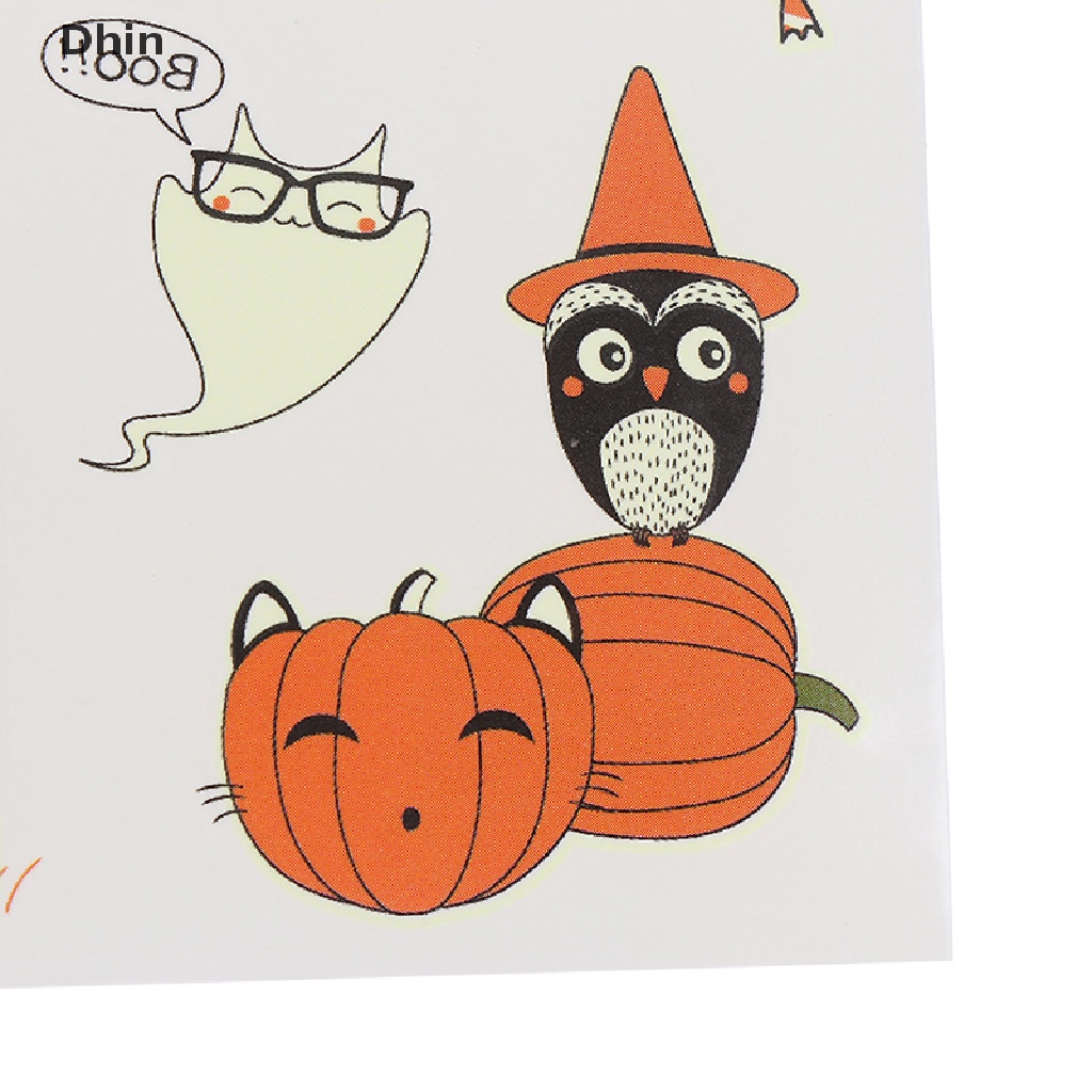 [Dhin] Halloween Luminous Temporary Tattoo Tombstone Fake Glowings Tattoo Sticker COD