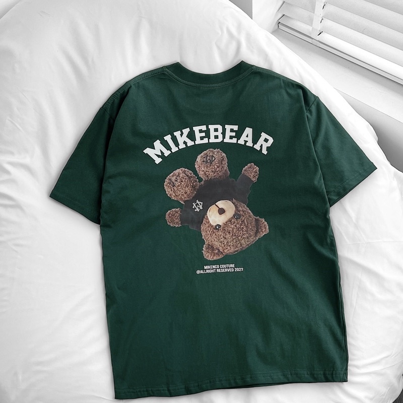Áo thun tay lỡ unisex,in hình gấu Mike 3 màu