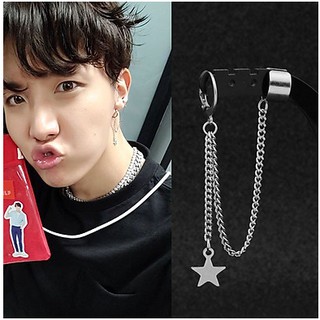 Bông tai khuyên tai nam BTS ngôi sao kẹp vành kết hợp xỏ lỗ