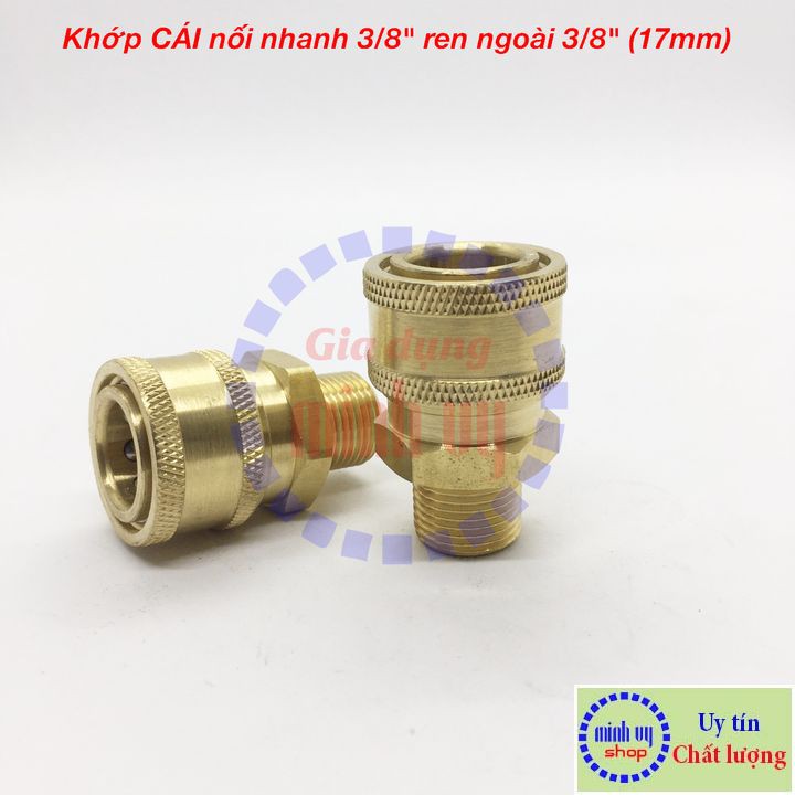 Khớp nối nhanh đồng CÁI 3/8&quot; - ren NGOÀI 3/8&quot; 17mm
