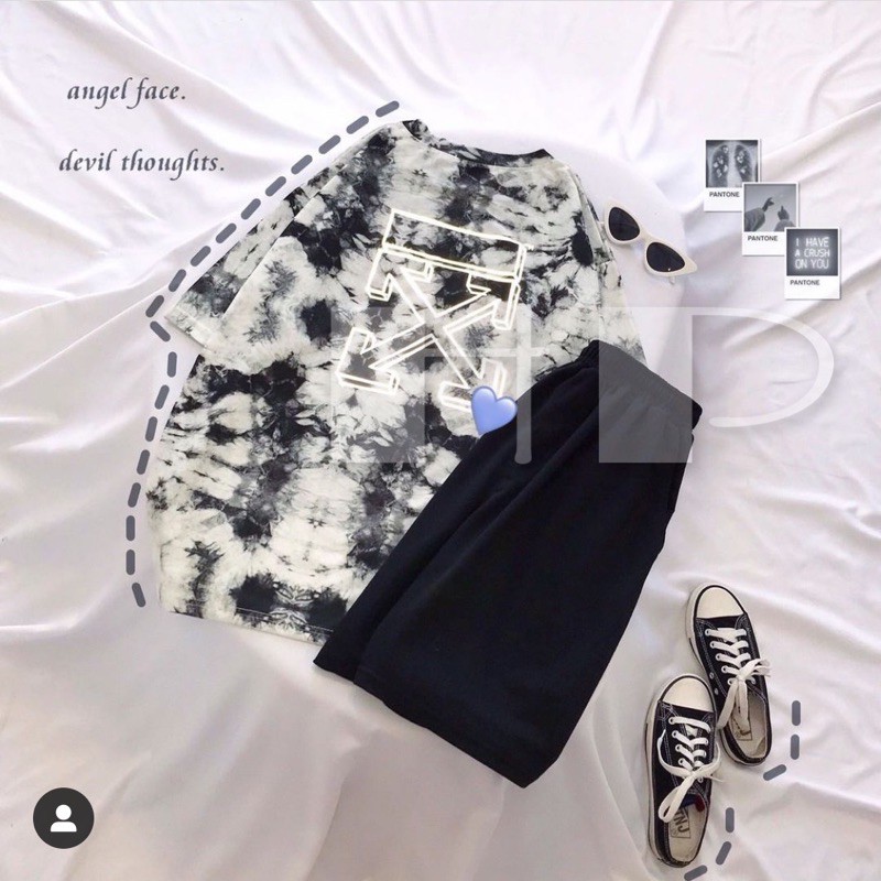 Sét áo loang 4 mũi tên phản quang + quần bom trắng TH6