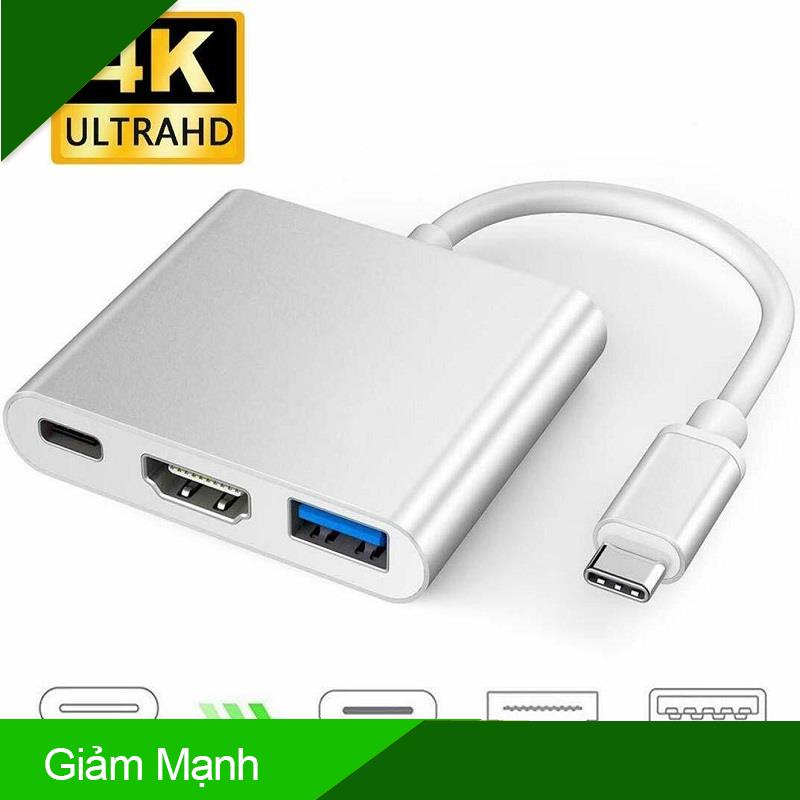 (Giảm Mạnh) Cáp chuyển cổng 3 trong 1 Type C Usb 3.1 sang Usb-C 4k Hdmi Usb 3.0 thích hợp cho Iphone 8 7 7 Plus 6s Macbo