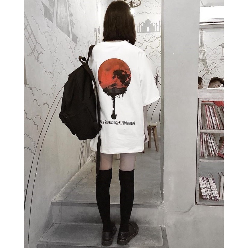 [ Rất Đáng Tiền ]ÁO Thun Tay lỡ NOBODY Unisex form rộng Châu Âu in Mặt trăng đỏ ( kèm ảnh thật video) | BigBuy360 - bigbuy360.vn