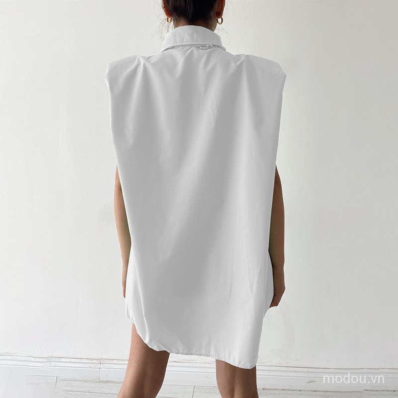 Áo sơ mi không tay dáng rộng thời trang dành cho nữ