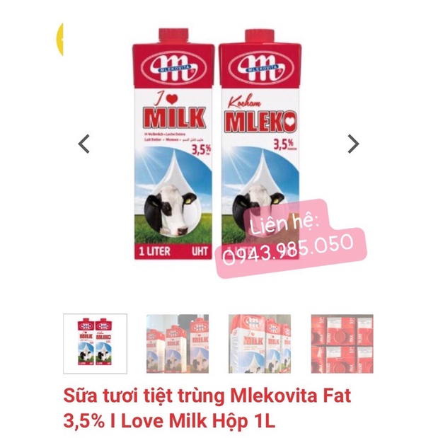 1 hộp sữa nguyên kem I LOVE MIlLK - Mkelovita Nhập khẩu Ba Lan - Date 04.2023