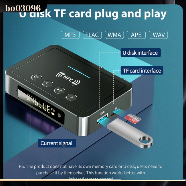 Bộ Thu Phát Bluetooth 5.0 Nfc M6 Fm 3 Trong 1 Có Màn Hình Led Hiển Thị