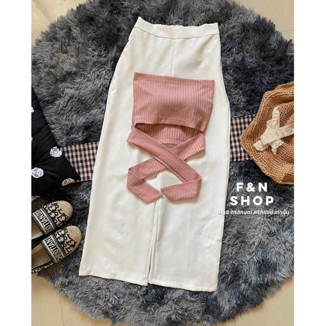 Set áo ống buộc nơ có mút ngực kèm quần ống rộng nút trước siêu hot- ann9399 | BigBuy360 - bigbuy360.vn