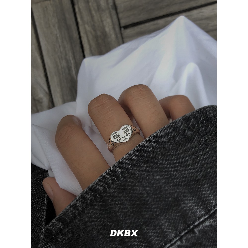 Crying Heart Ring Girls Vintage Silver Open Adjustable Rings Fashion Jewelry