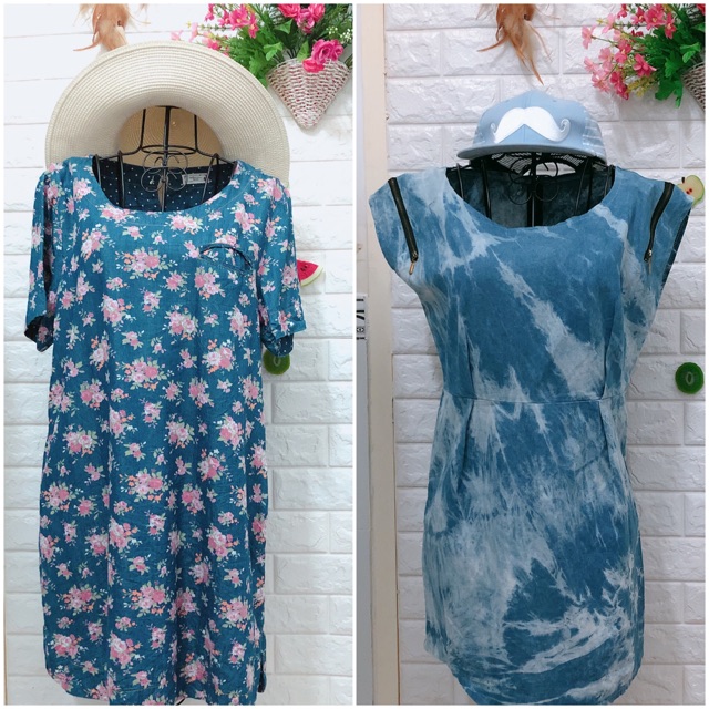 Đầm denim hoa rằn ri dễ thương 65 kg