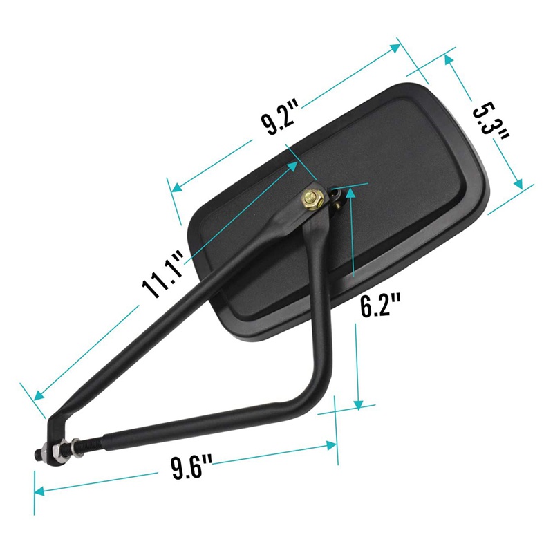 Bộ 2 Gương Chiếu Hậu Màu Đen Chống Rung Lắc Tháo Gỡ Nhanh Cho Jeep Wrangler 2007-2018 JK &amp; JL 2020 JT