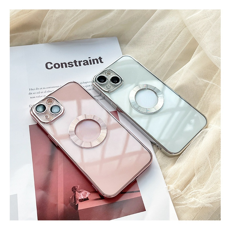 Ốp Điện Thoại iPhone 14 13 Pro max case ốp lưng điện thoại iphone 14 promax 14 plus Mềm Trong Suốt Chống Sốc Mạ Logo Sang Trọng Có Nắp Bảo Vệ Ống Kính Máy Ảnh Cho