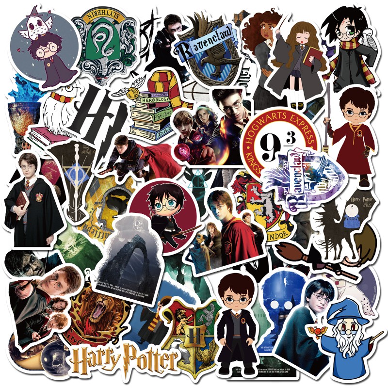 50 Miếng Dán Pvc Chống Thấm Nước Hình Phim Harry Potter Trang Trí Xe Hơi / Laptop