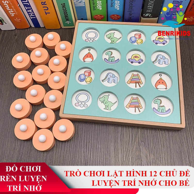 Đồ Chơi Lật Hình Luyện Trí Nhớ Bằng Gỗ Giúp Bé Rèn Luyện Ghi Nhớ Hình Ảnh 12 Chủ Đề Cho Bé Học