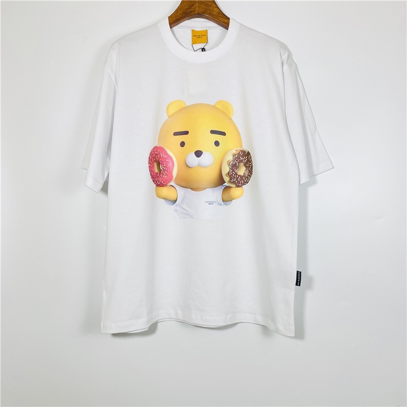 ADLV Áo Thun Cotton Tay Ngắn Dáng Rộng In Hình Bánh Donut Thời Trang Cho Cặp Đôi