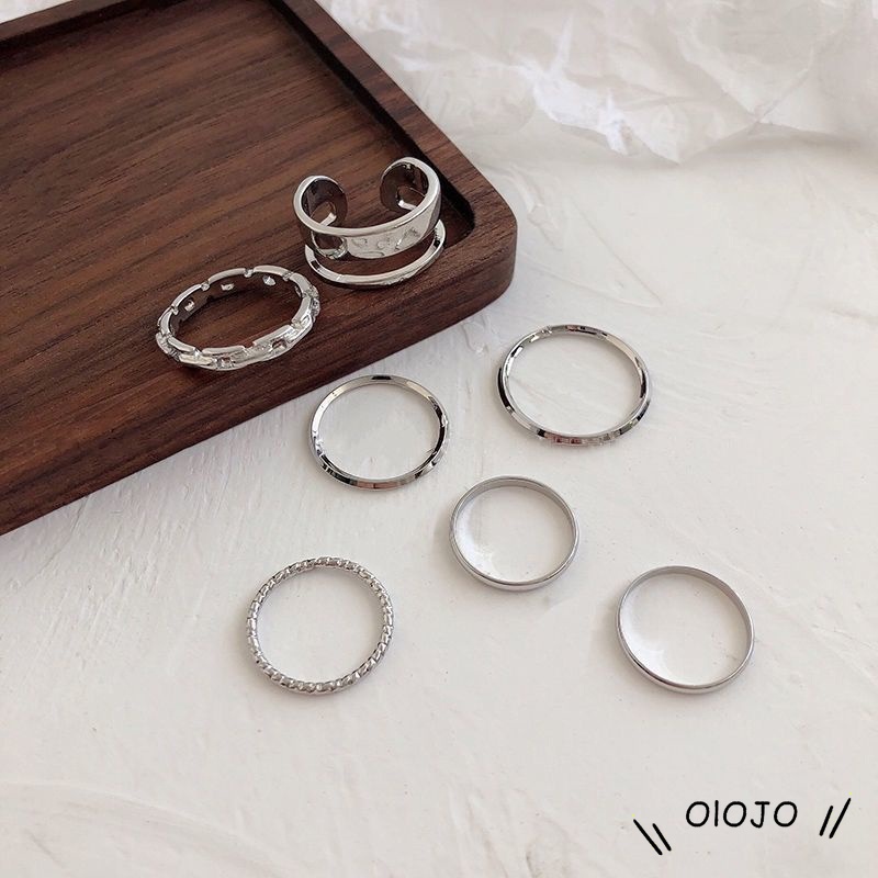 Set 7 Nhẫn Bạc Đeo Khớp Ngón Tay Phong Cách Vintage Cho Nữ nhẫn kim tiền nhẫn nữ cá tính nhẫn đôi