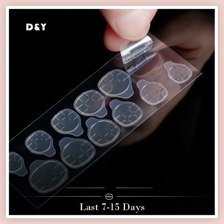 Set 12 Miếng Dán Móng Tay Giả Hai Mặt Siêu Dính Chống Thấm Nước Chất Lượng Cao