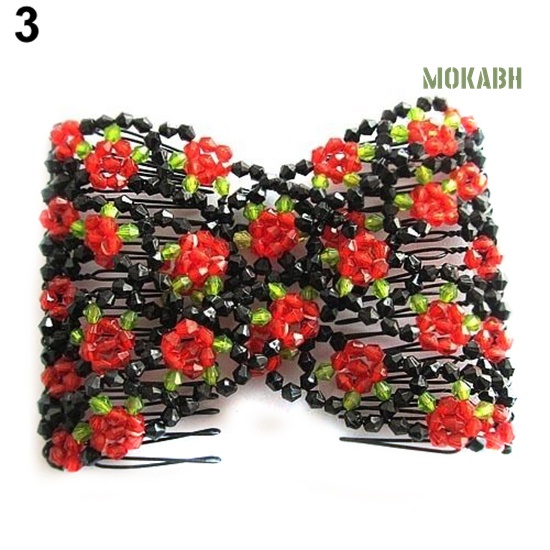 Kẹp Tóc Hình Nơ Đính Hạt Hình Hoa Hồng Dành Cho Nữ