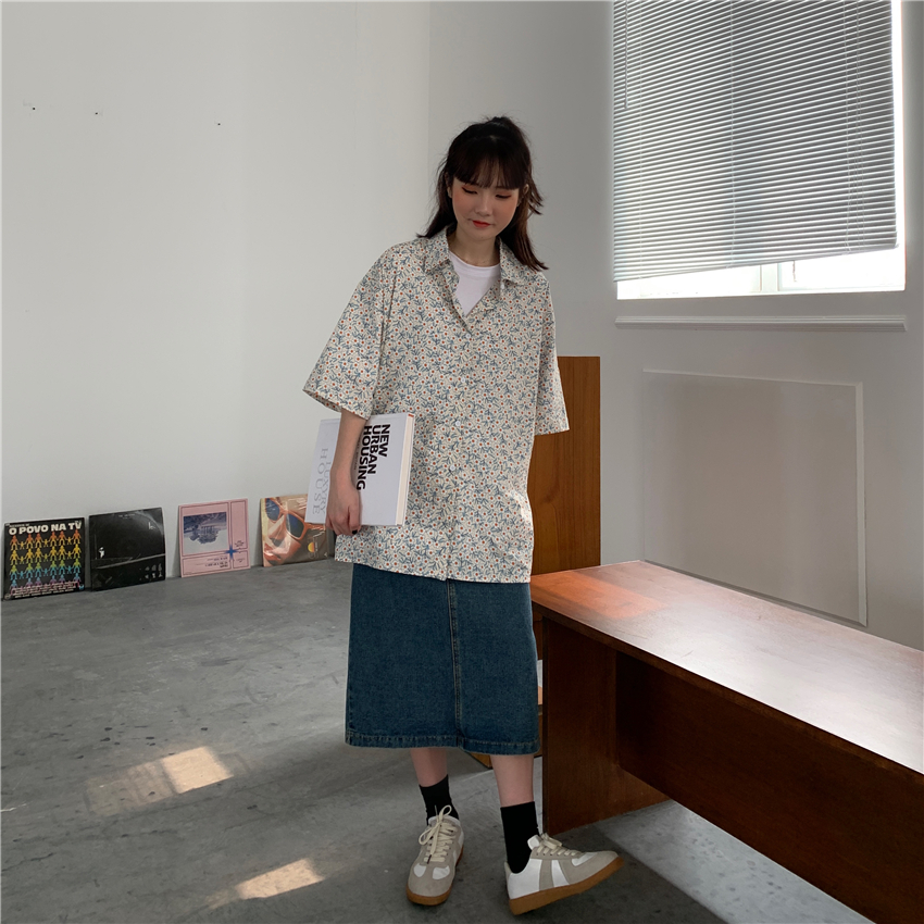 Áo Sơ Mi Hoa Tay Ngắn Thời Trang Dành Cho Nữ