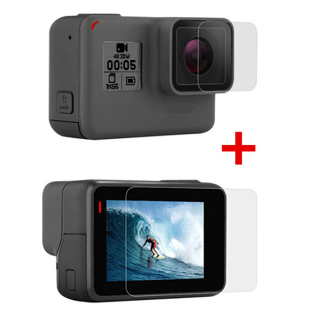 Bộ Kính Cường Lực 9h + Miếng Dán Bảo Vệ Camera Hero5 / 6 / 7 Cho Gopro Hero7