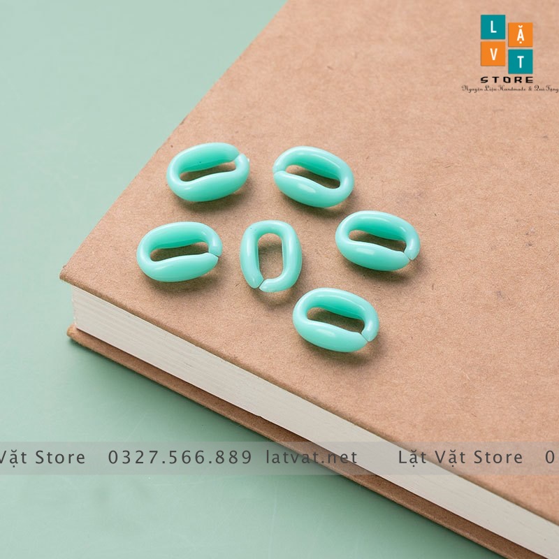 10 cái Mắt xích nhựa màu pastel, làm dây xích, dây chuyền, dây đeo khẩu trang, đồ DIY quà tặng - Mối nối nhựa ghép