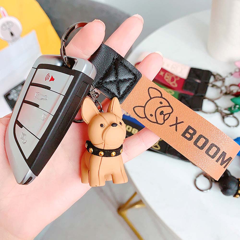 Móc Chìa Khóa Bằng Da Hình Chú Chó Dễ Thương Nhiều Màu Sắc Cho Nam Và Nữ