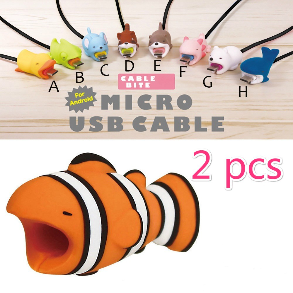 Set 2 phụ kiện bảo vệ dây cáp điện thoại hình động vật dễ thương