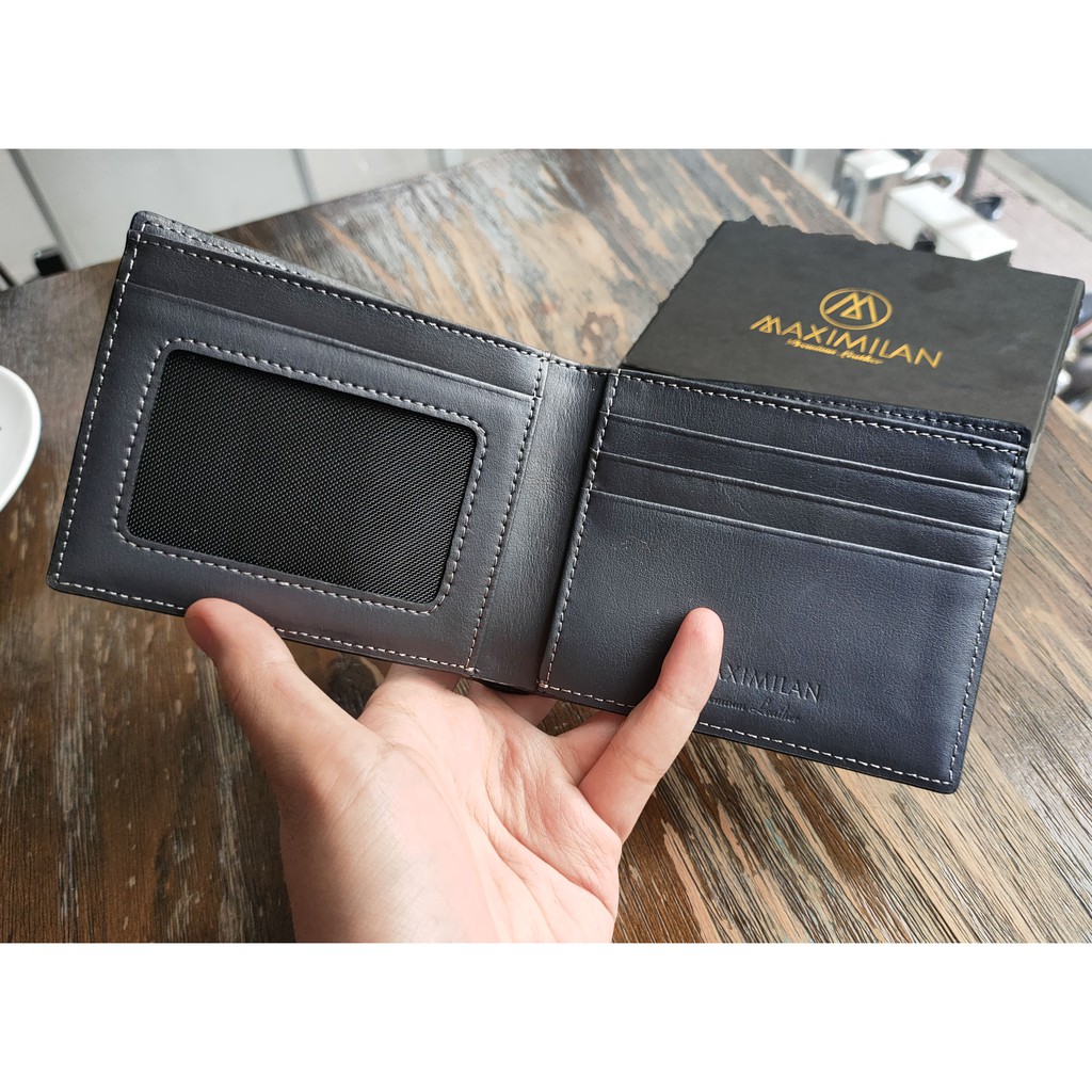- VÍ NGANG EPI XANH NAVY/ XANH TÍM THAN DA BÒ THẬT 100%  - Có Video Quay Sp Thật