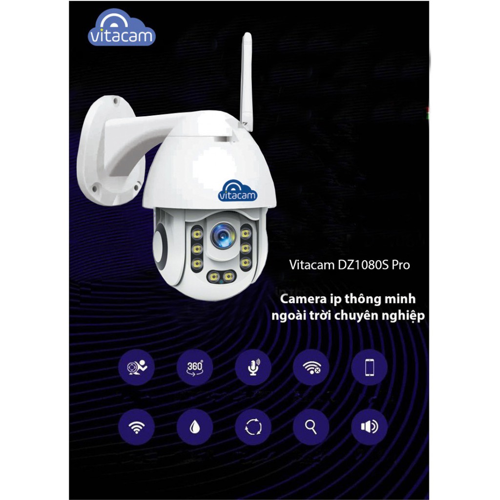Camera ngoài trời vitacam dz1080 pro xoay 350 độ, đàm thoại 2 chiều, chống lóa,chống nước chuẩn ip 68 | BigBuy360 - bigbuy360.vn
