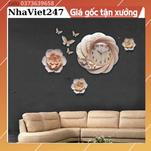 Đồng Hồ Treo Tường trang trí Hoa Đại ,mã 29-Kt 56cm-tranh 3d kim loại,decor tường đẹp,giá rẻ-quà tặng ý ngĩa-bh 5 năm