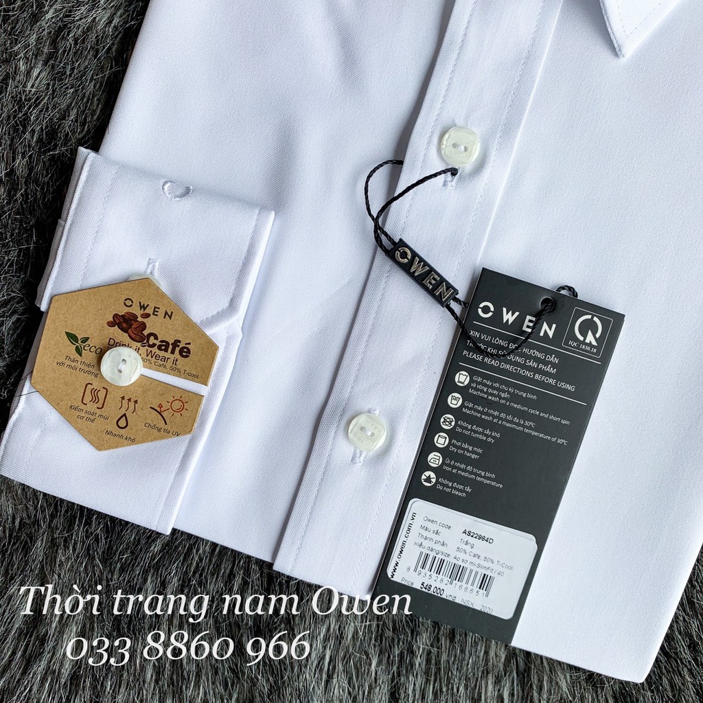 OWEN - Áo sơ mi trắng dài tay Owen chất Cafe (REGULAR/SLIMFIT) - Áo sơ mi trắng dài tay