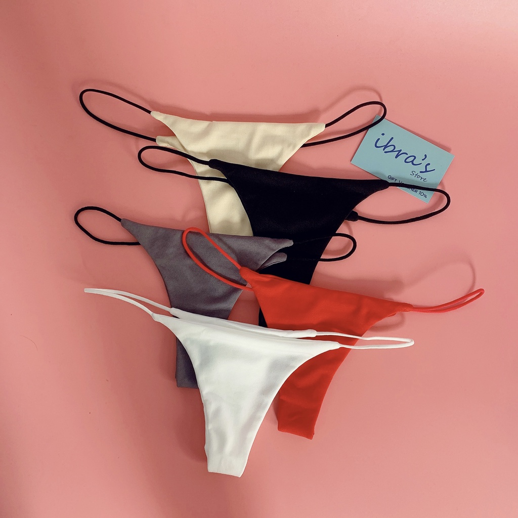 Bộ 3 Quần lót lọt khe cạp thấp nữ dây hông cotton trơn, bikini lingerie sexy thiết kế mới IBRA S STORE thumbnail