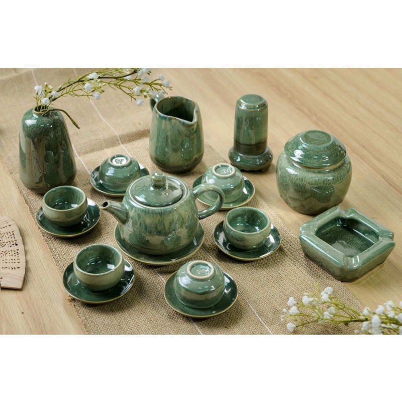 Bộ Ấm Chén Sứ Men Thiên Thanh Ấm Uống Trà Nhiều Kiểu Dáng Sứ Bát Tràng Cao Cấp Làm Quà Tặng