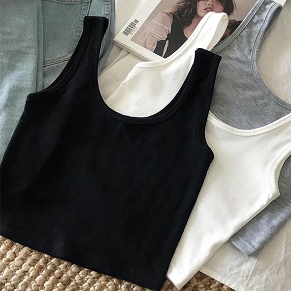 Áo Thun Croptop 3 Lỗ Thun Gân Thoitrang24h Nhiều Màu Phom ôm Sexy