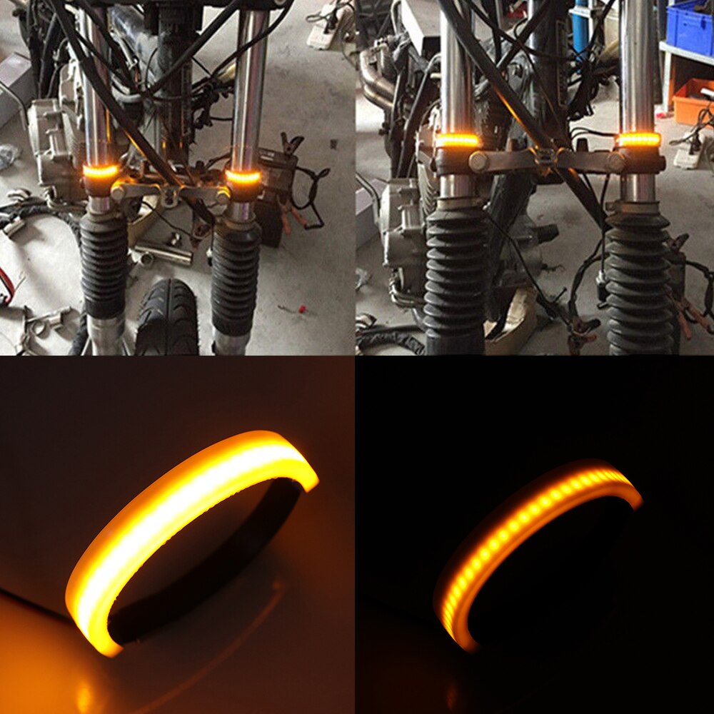 Đèn led xi nhan dạng vòng SMD gắn phuộc trước màu đỏ / xanh lam / vàng / trắng cho xe mô tô