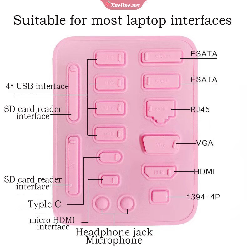 Bộ 16 phụ kiện bảo vệ chống bụi cổng USB Rj45 bằng silicon thông dụng cho laptop