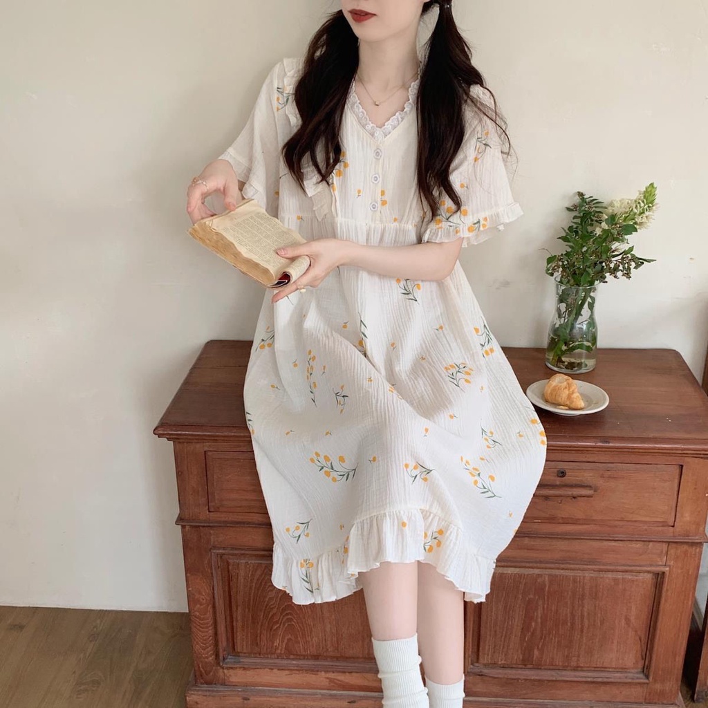 Bộ Đồ Ngủ kimono Ngắn Tay plus size In Họa Tiết Thời Trang Mùa Hè Cho Nữ
