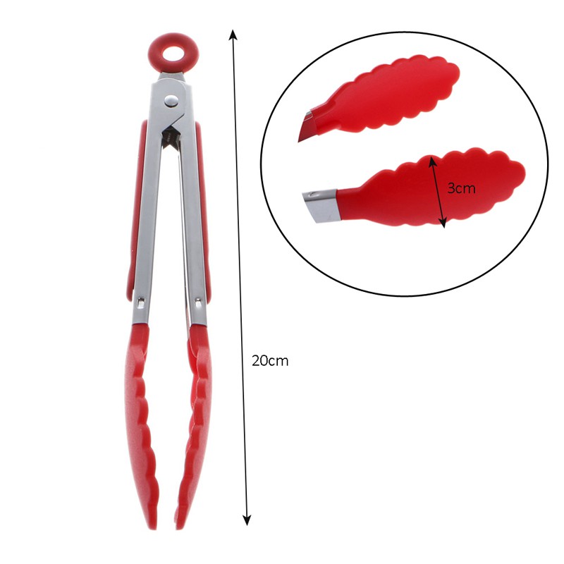 Kẹp gắp thức ăn đầu silicone cán thép không gỉ
